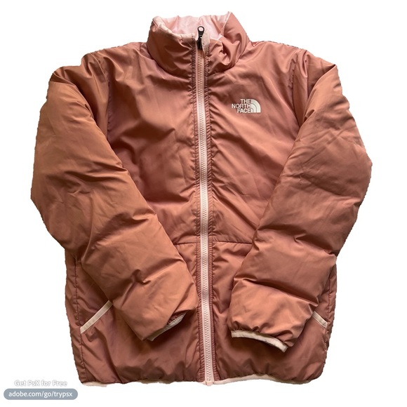 Girls North Face Reversible 550 Style Coat Sz M Pink